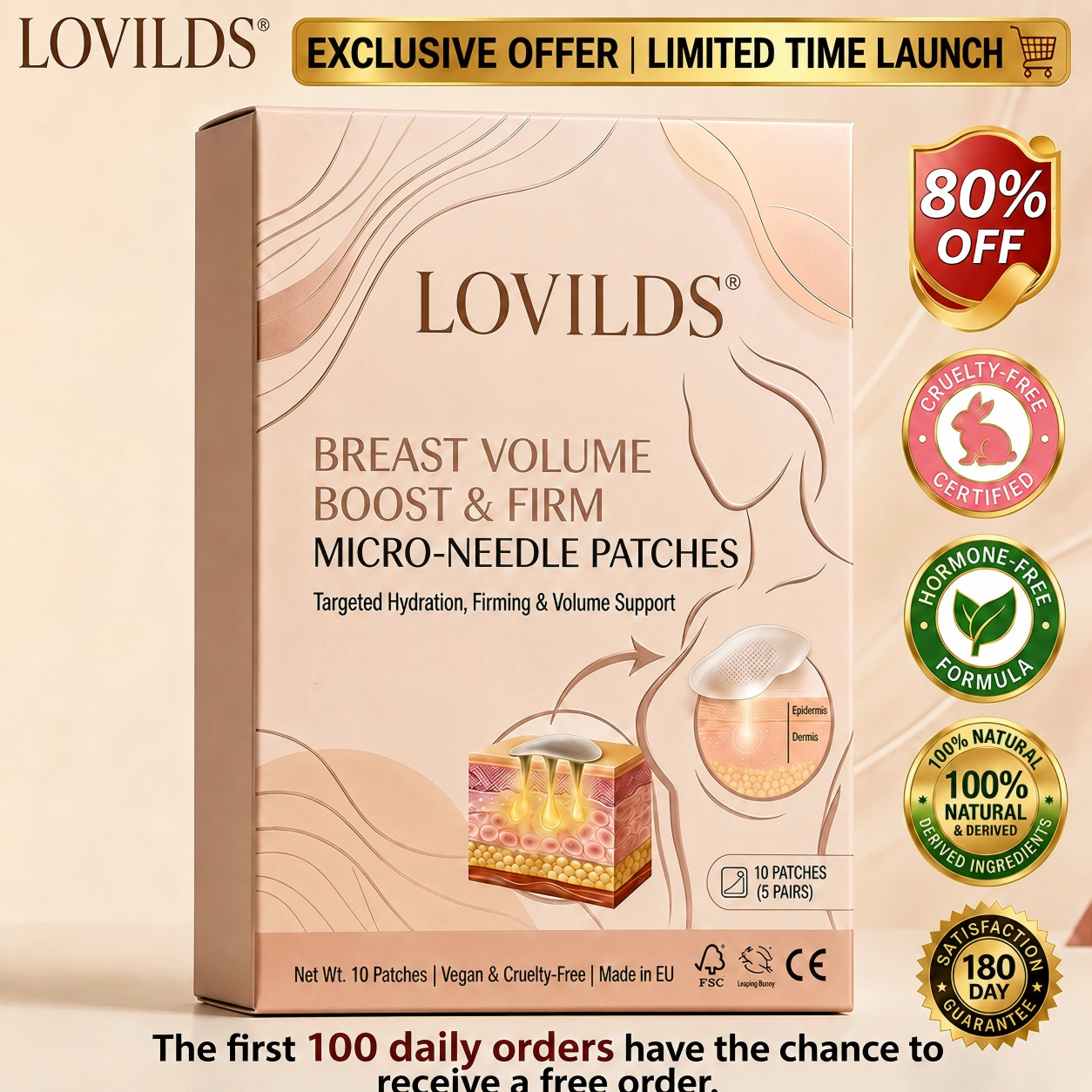 💥LOVILDS🥛 Targeted Breast Enhancement Advanced Nano Microneedle Patch💃